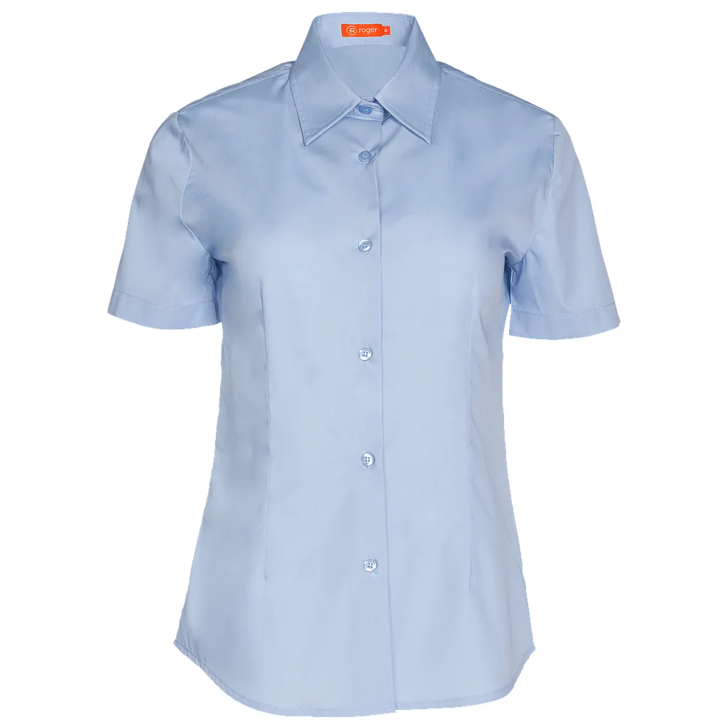 Camisa de camarera de manga corta Delon de Roger en color celeste, vista frontal de la prenda