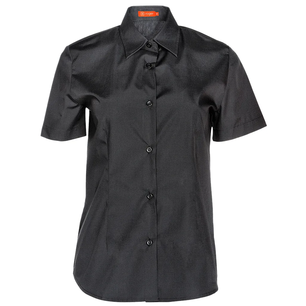 Camisa de camarera de manga corta Delon de Roger en color negro, vista frontal de la prenda