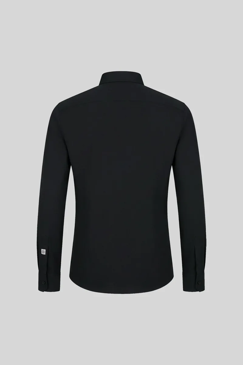 Camisa de camarera de manga larga Delon de Roger en color negro, vista de espalda de la prenda