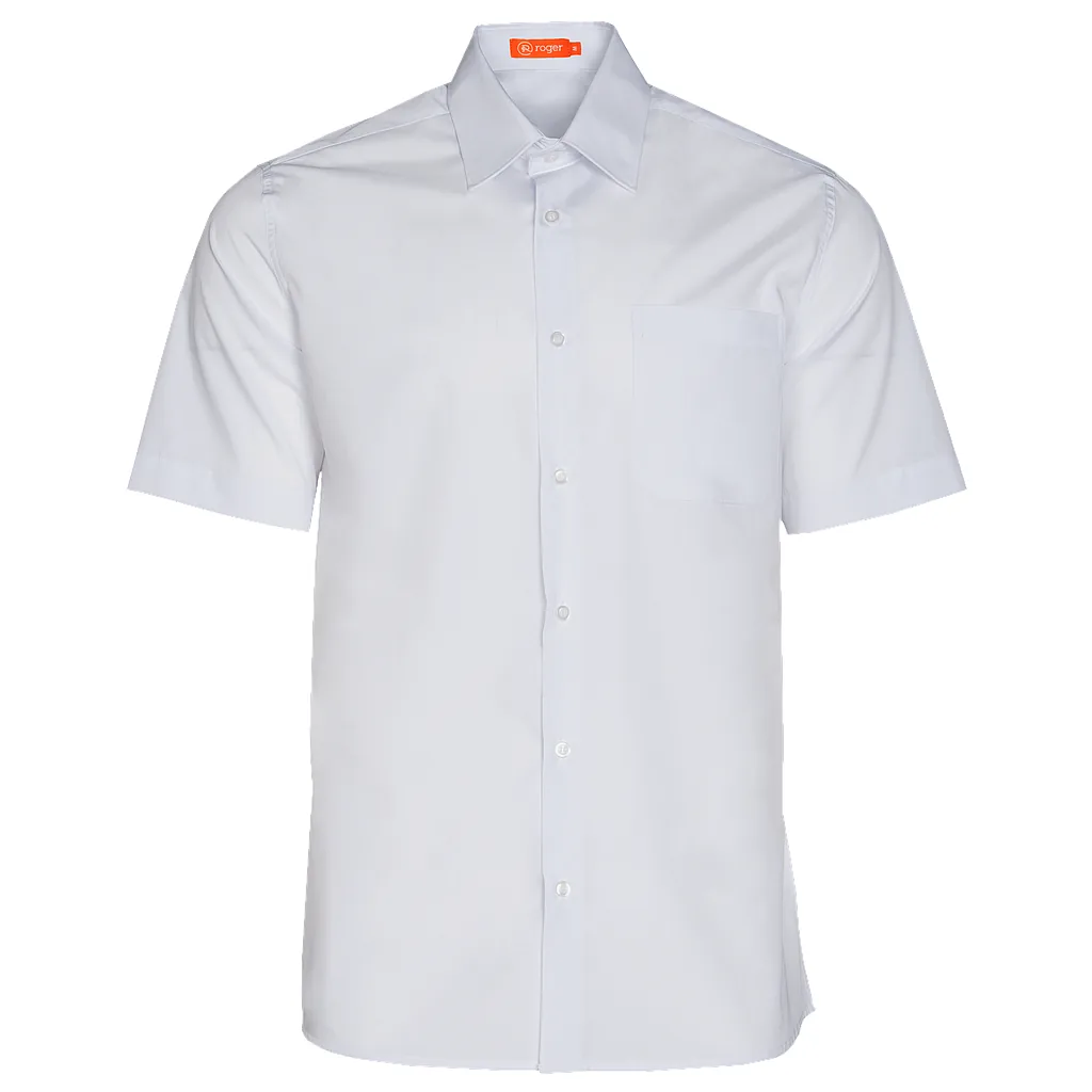 Camisa de camarero de manga corta Delon de Roger en color blanco, vista frontal de la prenda