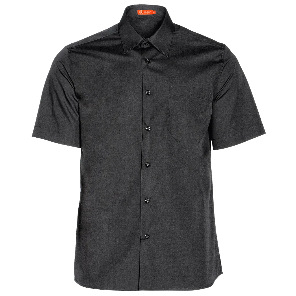 Camisa de camarero de manga corta Delon de Roger en color negro, vista frontal de la prenda