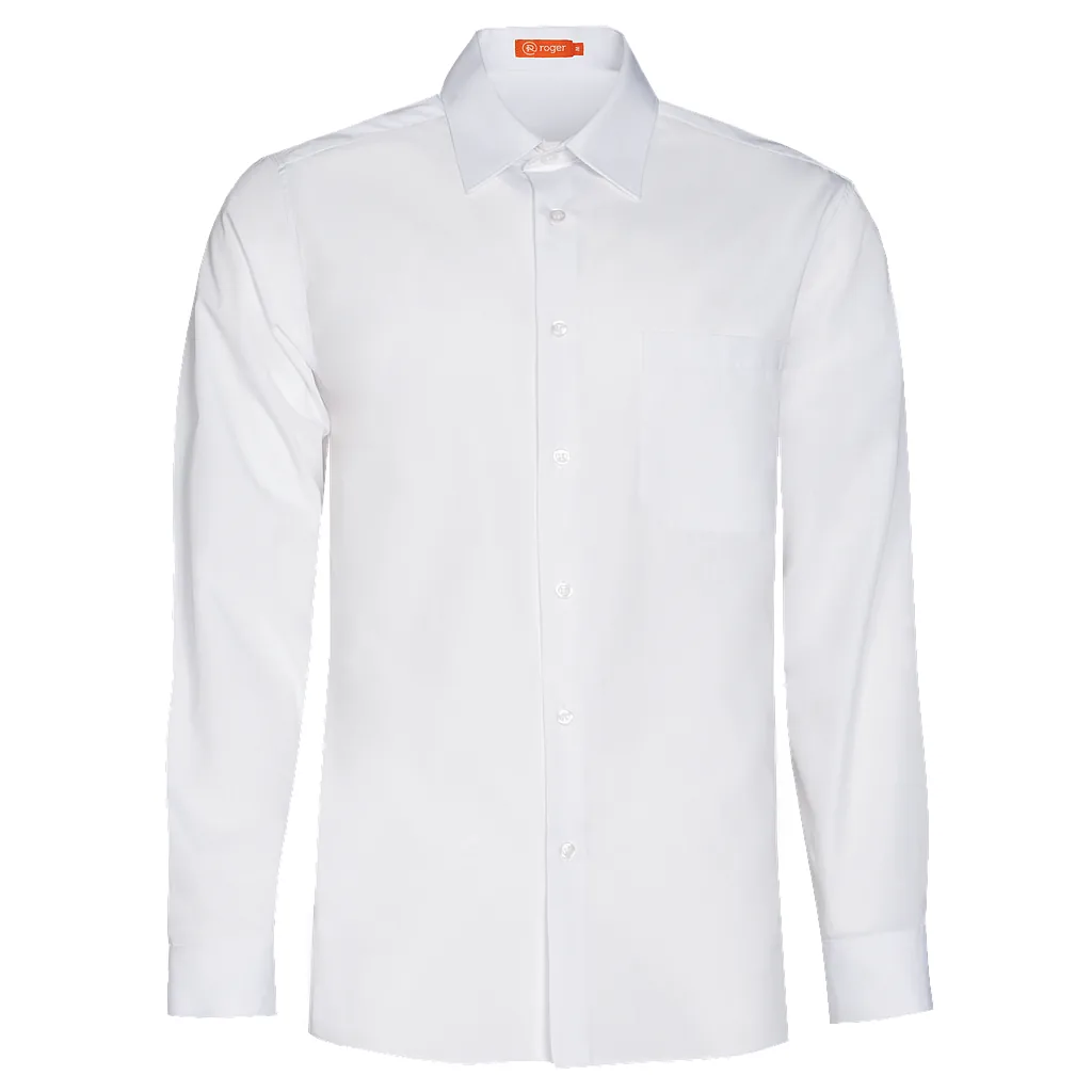 Camisa de camarero de manga larga Delon de Roger en color blanco, vista frontal de la prenda