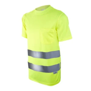 Camiseta de alta visibilidad Chintex amarillo flúor con bolsillo en el pecho y dos bandas reflectantes