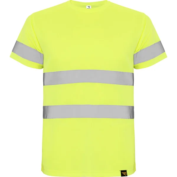 Camiseta técnica de alta visibilidad Roly Delta amarillo flúor con bandas reflectantes en pecho y mangas