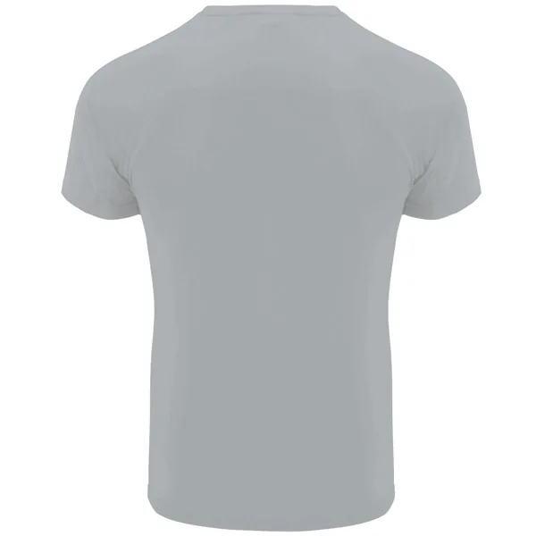 Camiseta técnica Bahrain de Roly en color gris, vista de espalda de la prenda
