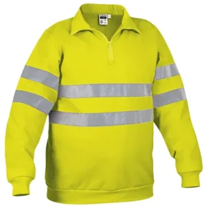Sudadera de alta visibilidad Valento Road amarillo flúor con media cremallera y bandas reflectantes